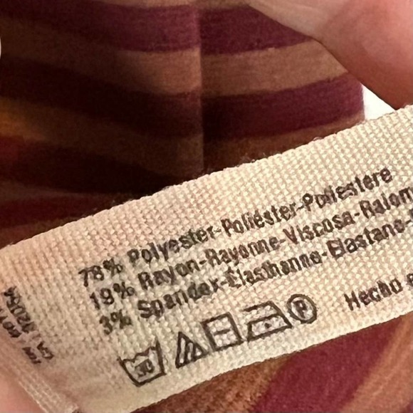 Free People FP Beach Mock Neck Striped Dress in Bordeaux Size Small - Picture 7 of 7